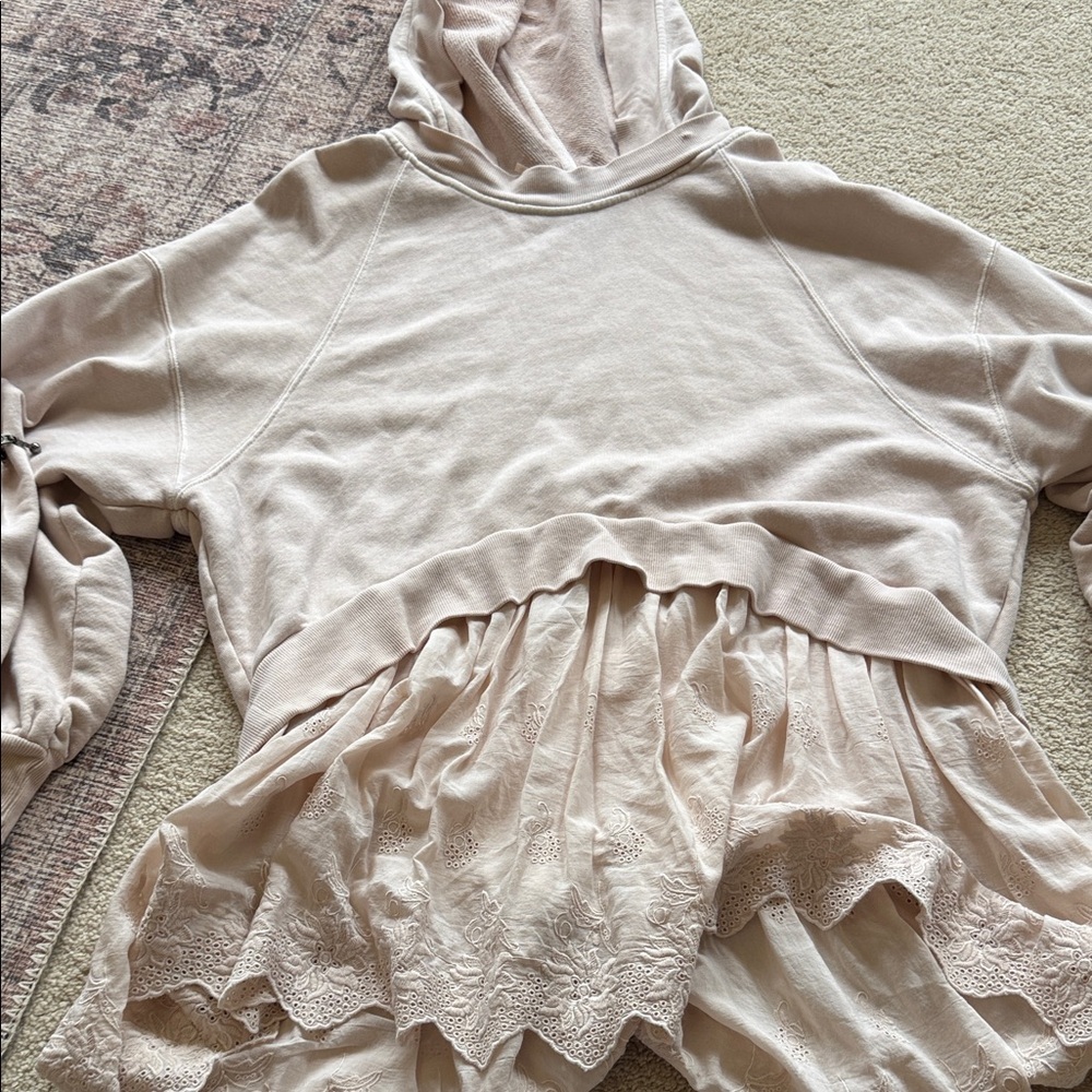 Free People Sweet Streets Muted Pink Tunic Style Hoodie Size Small - Picture 6 of 10